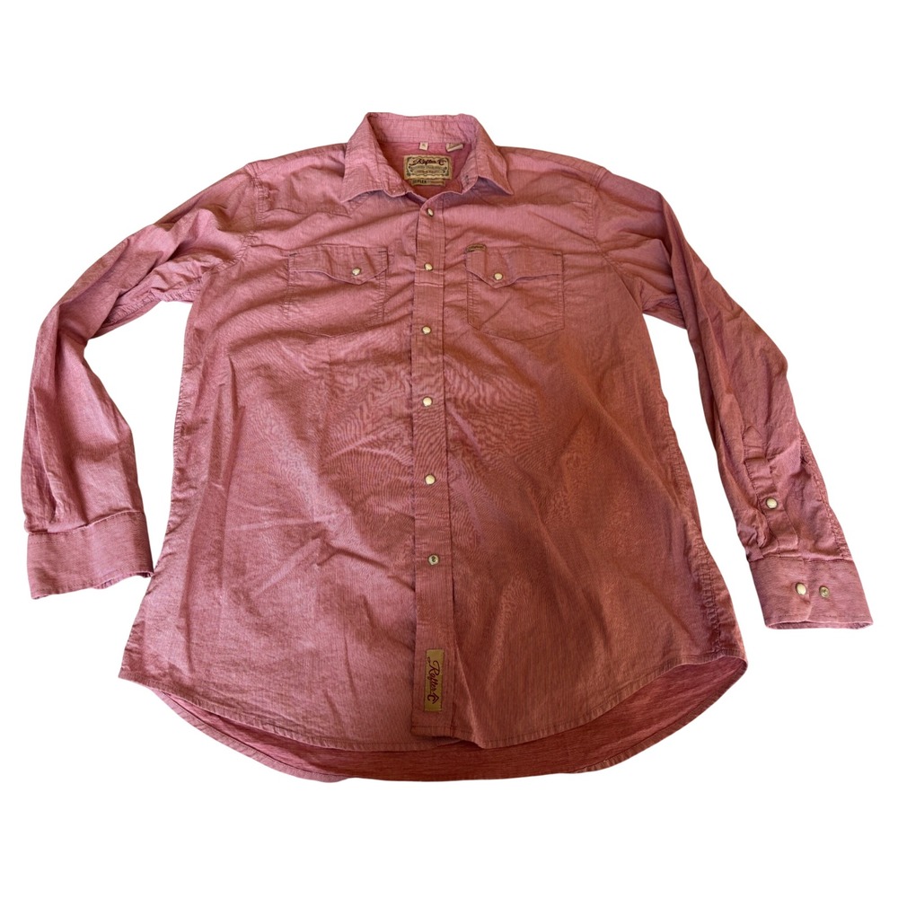 Rafter C Mens XL Western Shirt Red Pinstripe Pearl Snap Pro Flex 45 Performance